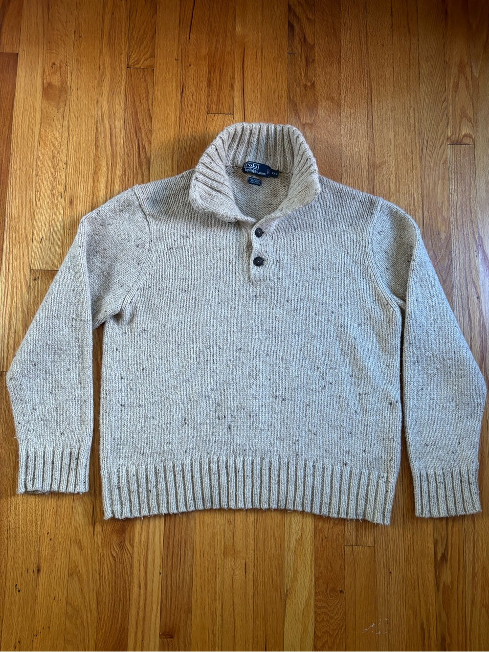 Vintage Polo Ralph Lauren Alpaca Blend Cream Shawl-Collar Sweater XXL